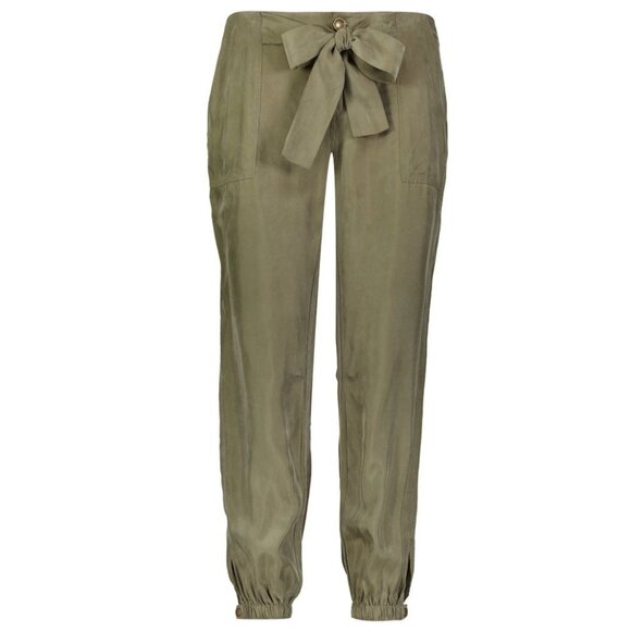 Marrakech Teri Tie Waist Cupro Silk Jogger Pants Black Snap Cuffs Size 29 Chic - Picture 14 of 14